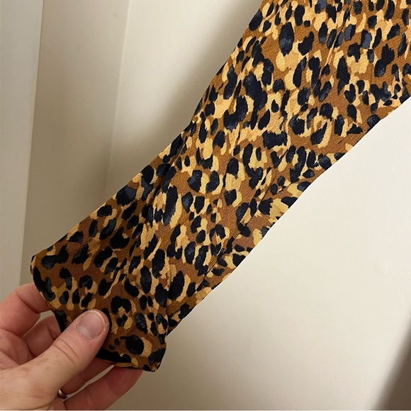 Zara Leopard Print Wrap Midi Dress Size Small Mob Wife Maximalist Animal Brunch - Picture 9 of 11